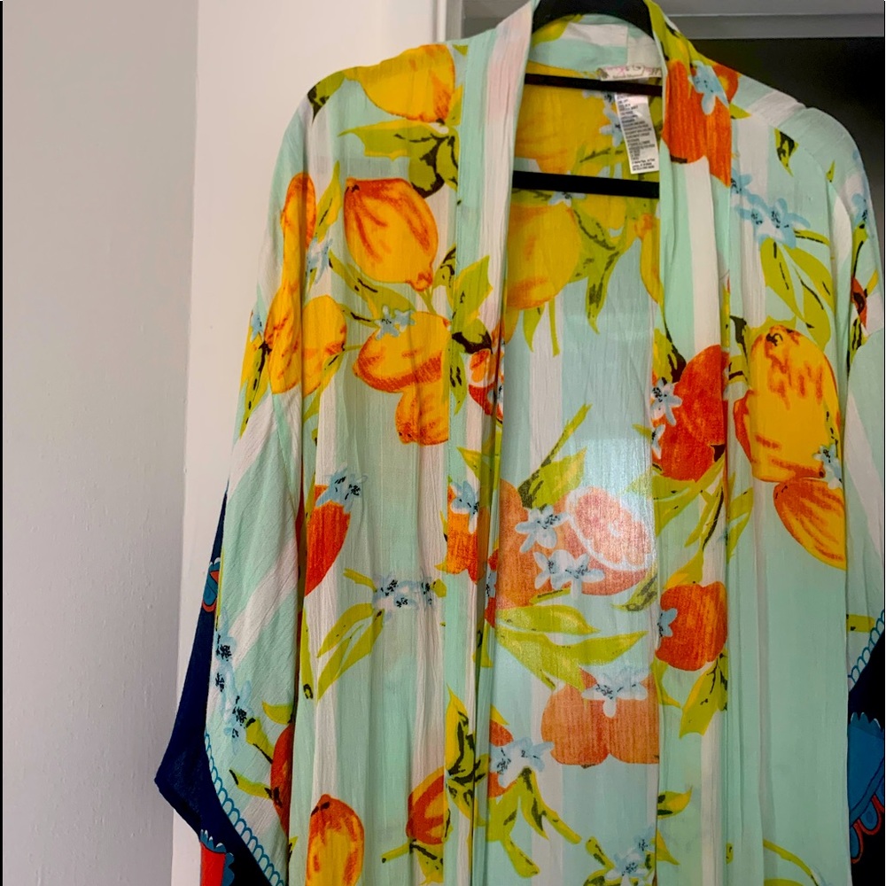 Free People Kimono Maxi Cardigan Duster Bold Print